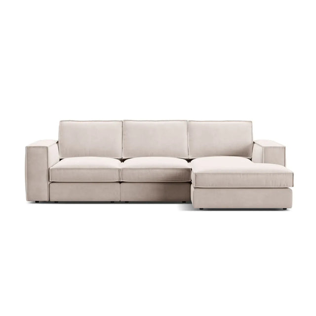 Pola 3-Sitzer Ecksofa, Rechte Seite, aus Samt oder Strukturstoff, 284x158 cm - ZEN ZONE Furniture