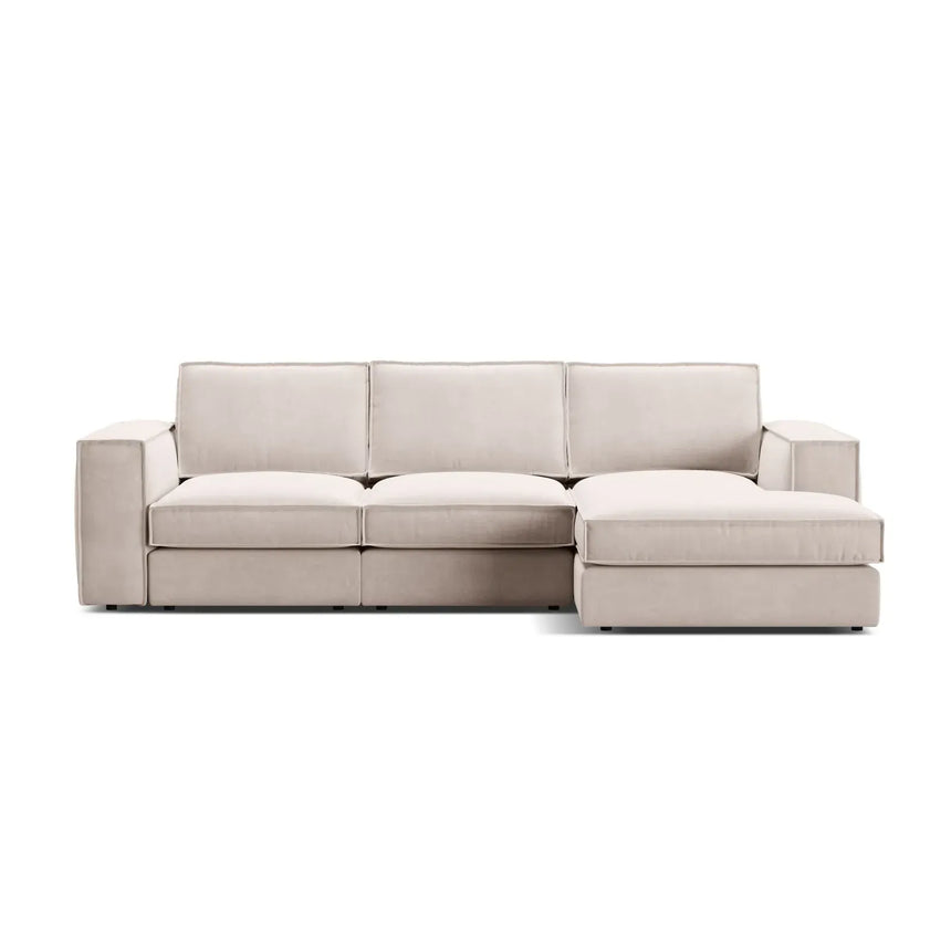 Pola 3-Sitzer Ecksofa, Rechte Seite, aus Samt oder Strukturstoff, 284x158 cm - ZEN ZONE Furniture
