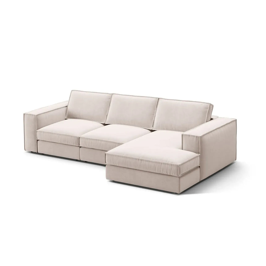 Pola 3-Sitzer Ecksofa, Rechte Seite, aus Samt oder Strukturstoff, 284x158 cm - ZEN ZONE Furniture