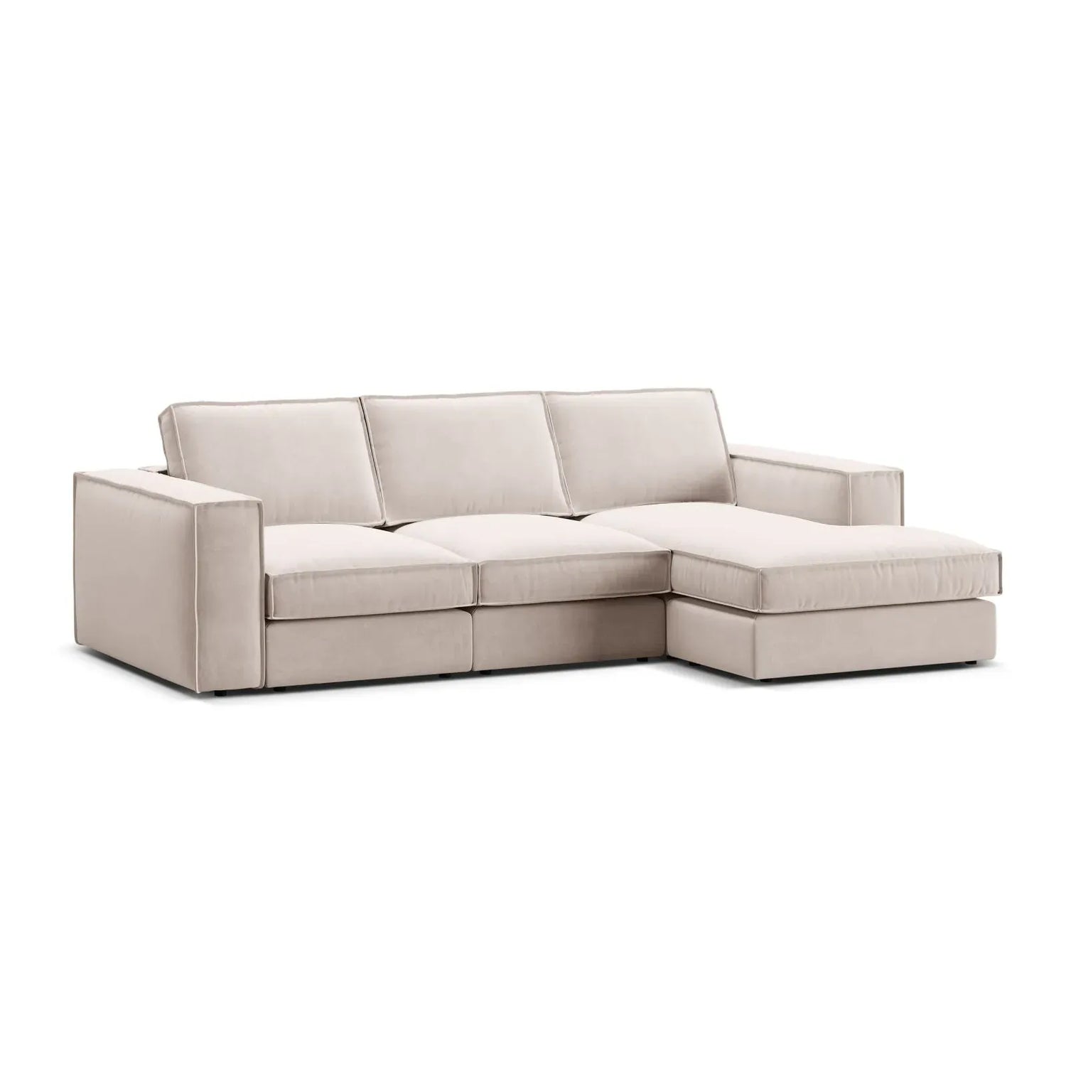 Pola 3-Sitzer Ecksofa, Rechte Seite, aus Samt oder Strukturstoff, 284x158 cm - ZEN ZONE Furniture