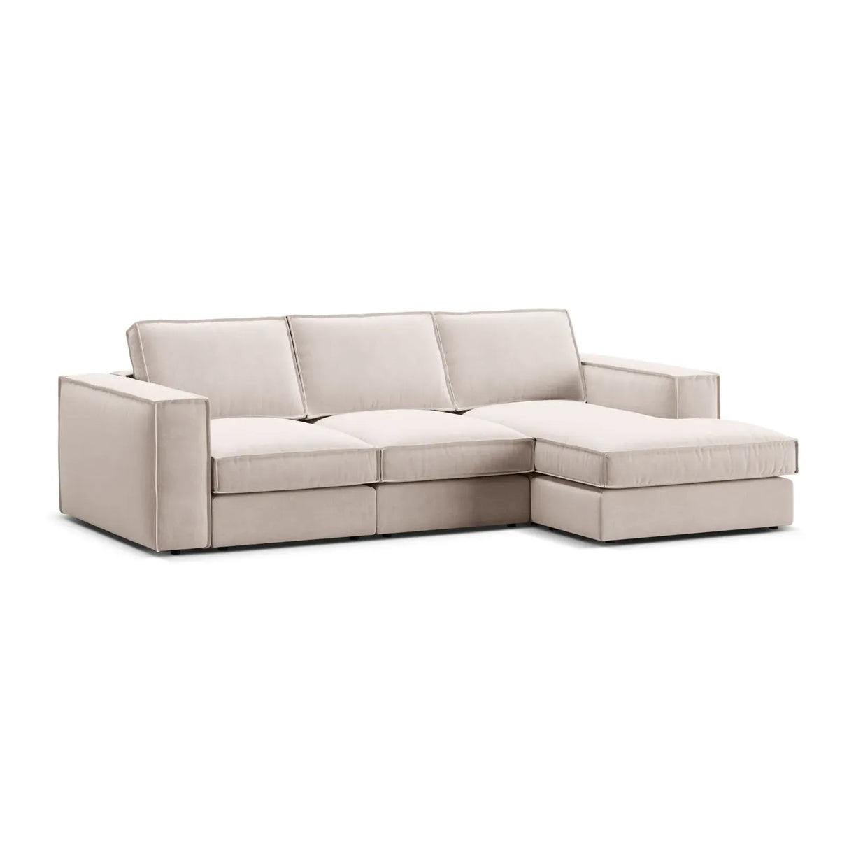 Pola 3-Sitzer Ecksofa, Rechte Seite, aus Samt oder Strukturstoff, 284x158 cm - ZEN ZONE Furniture