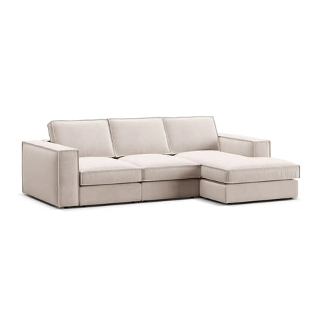 Pola 3-Sitzer Ecksofa, Rechte Seite, aus Samt oder Strukturstoff, 284x158 cm - ZEN ZONE Furniture
