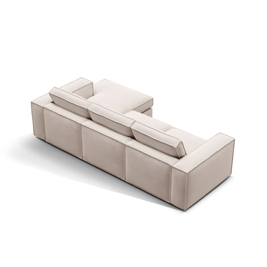 Pola 3-Sitzer Ecksofa, Rechte Seite, aus Samt oder Strukturstoff, 284x158 cm - ZEN ZONE Furniture