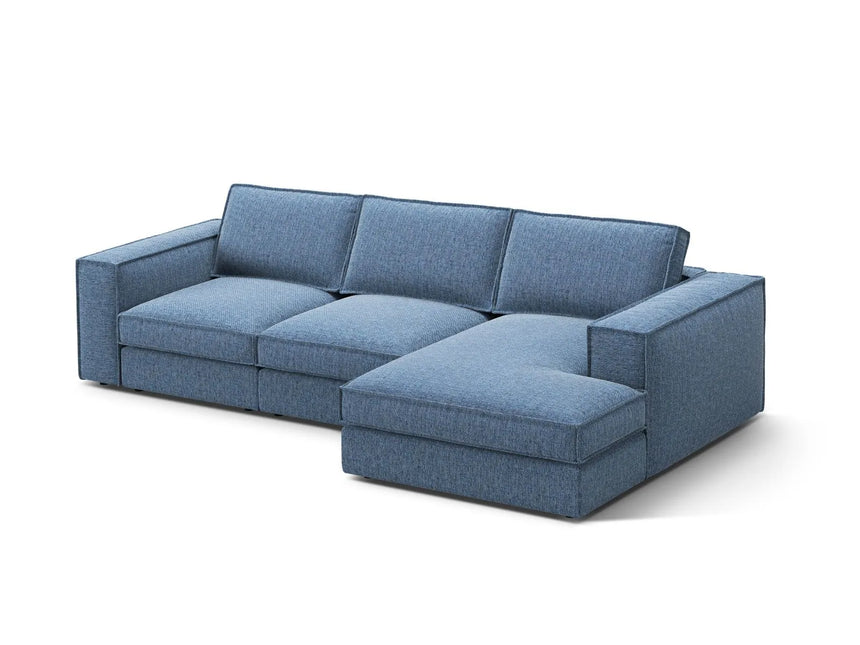 Pola 3-Sitzer Ecksofa, Rechte Seite, aus Strukturierter Stoff in Dunkelblau (BABEL BLUE), 284x158 cm von Micadoni – Bild 3