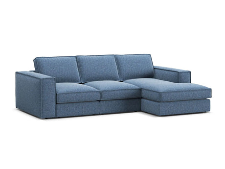 Pola 3-Sitzer Ecksofa, Rechte Seite, aus Strukturierter Stoff in Dunkelblau (BABEL BLUE), 284x158 cm von Micadoni – Bild 4