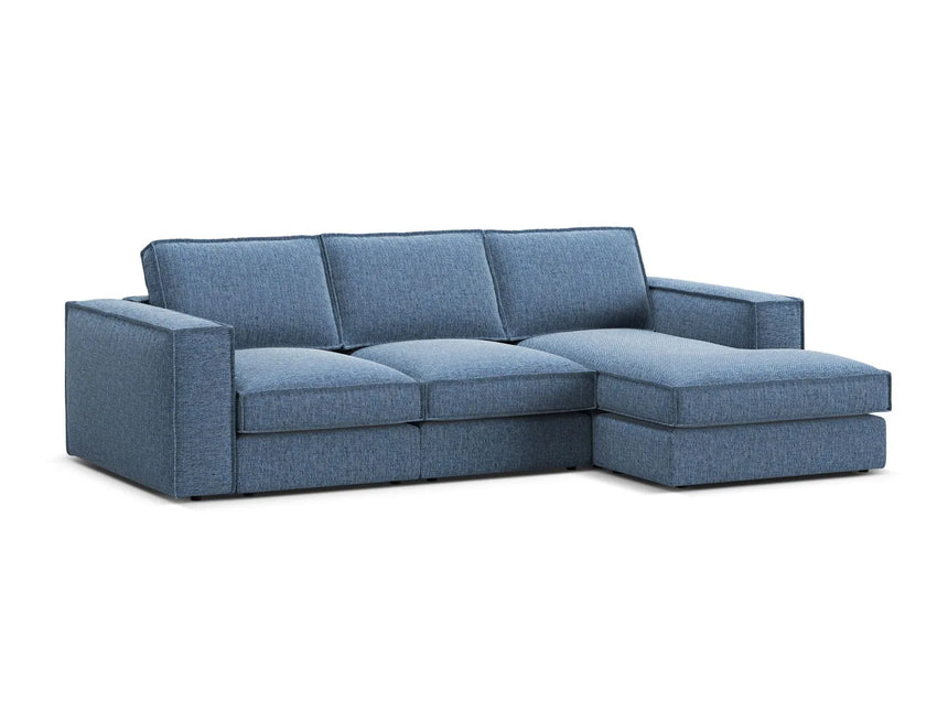 Pola 3-Sitzer Ecksofa, Rechte Seite, aus Strukturierter Stoff in Dunkelblau (BABEL BLUE), 284x158 cm von Micadoni – Bild 4
