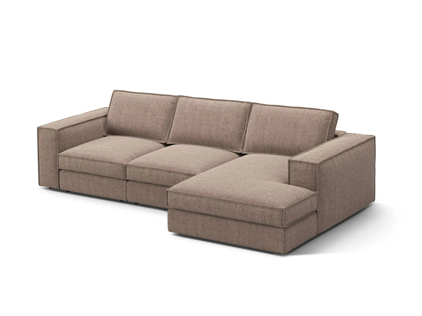 Pola 3-Sitzer Ecksofa, Rechte Seite, aus Strukturierter Stoff in Hellbraun (BABEL TAUPE), 284x158 cm von Micadoni – Bild 3