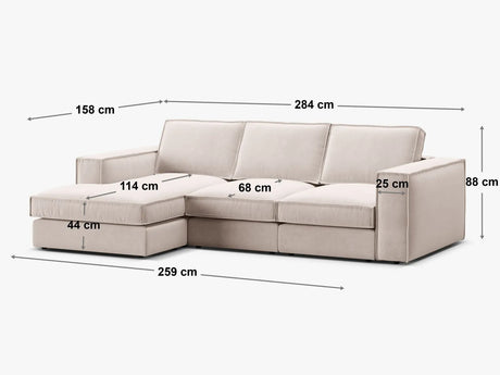 Pola 3-Sitzer Ecksofa, Rechte Seite, aus Strukturierter Stoff in Hellgrau (BABEL LIGHT GREY), 284x158 cm von Micadoni – Bild 2