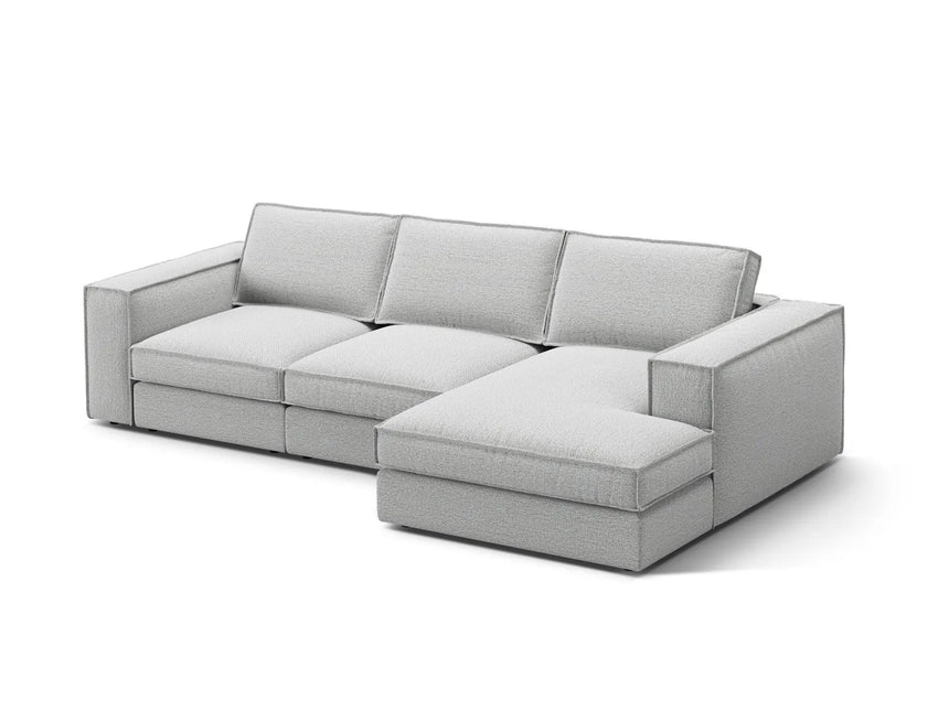 Pola 3-Sitzer Ecksofa, Rechte Seite, aus Strukturierter Stoff in Hellgrau (BABEL LIGHT GREY), 284x158 cm von Micadoni – Bild 3