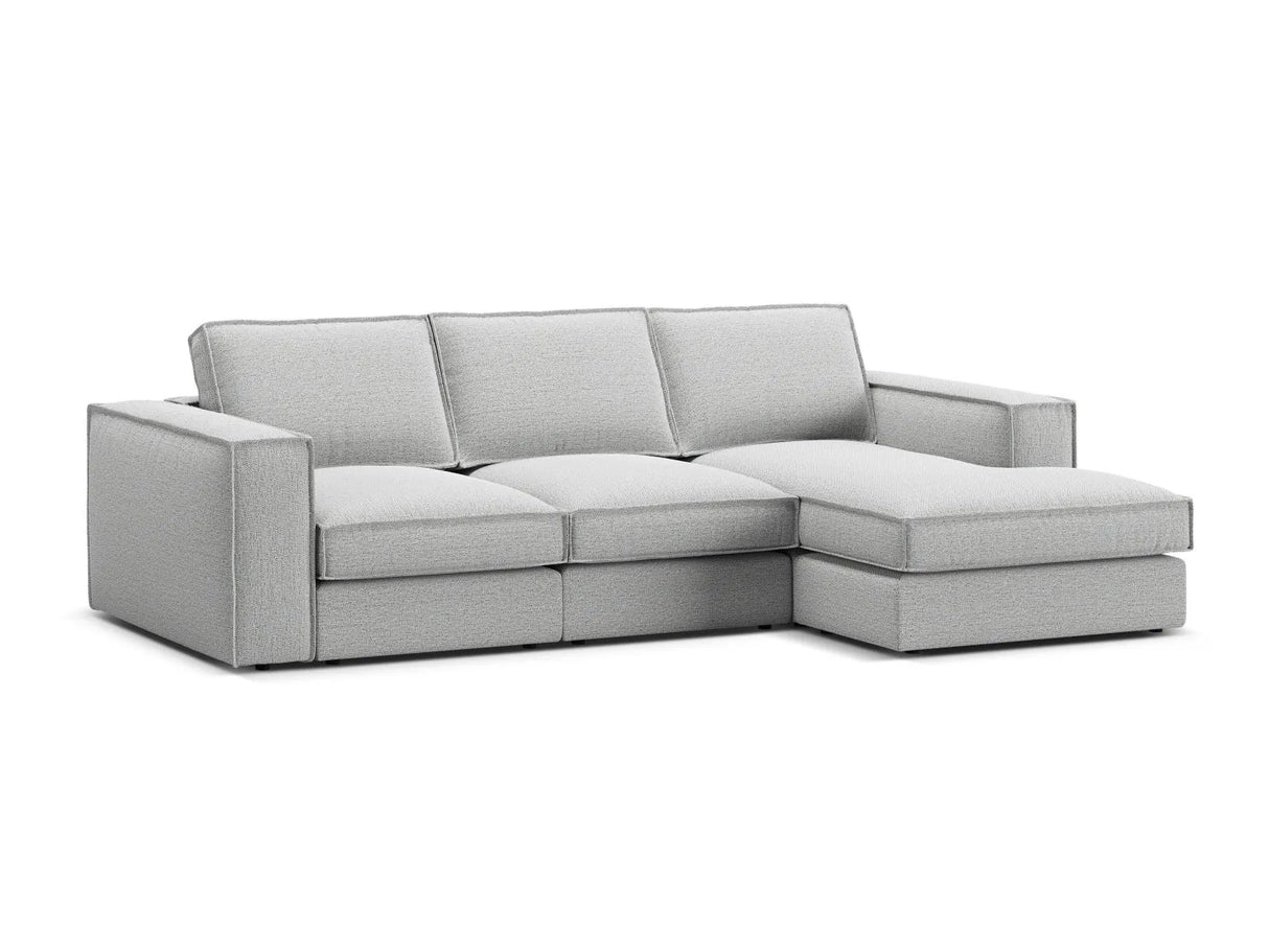 Pola 3-Sitzer Ecksofa, Rechte Seite, aus Strukturierter Stoff in Hellgrau (BABEL LIGHT GREY), 284x158 cm von Micadoni – Bild 4