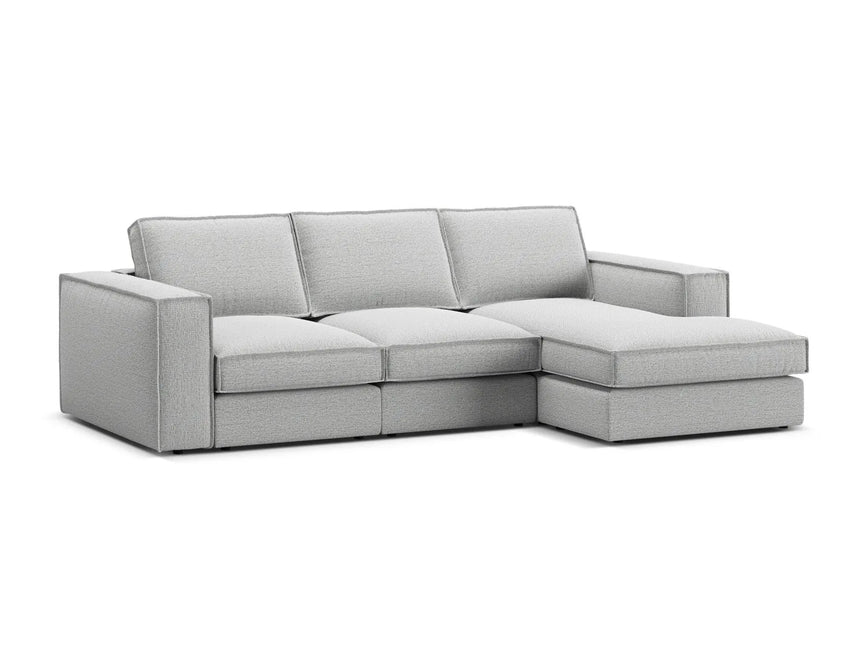 Pola 3-Sitzer Ecksofa, Rechte Seite, aus Strukturierter Stoff in Hellgrau (BABEL LIGHT GREY), 284x158 cm von Micadoni – Bild 4