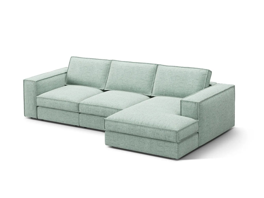 Pola 3-Sitzer Ecksofa, Rechte Seite, aus Strukturierter Stoff in Minze (BABEL SAFIRA), 284x158 cm von Micadoni – Bild 3