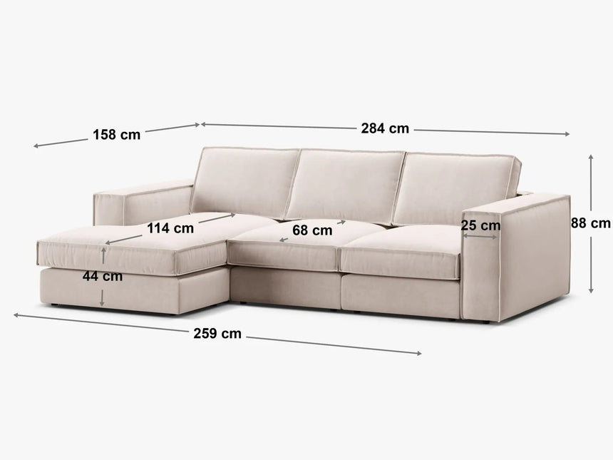 Pola 3-Sitzer Ecksofa, Rechte Seite, aus Strukturierter Stoff in Red (BABEL RED), 284x158 cm von Micadoni – Bild 2
