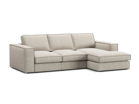 Pola 3-Sitzer Ecksofa, Rechte Seite, aus Strukturierter Stoff in Sand (BABEL SAND), 284x158 cm von Micadoni – Bild 4