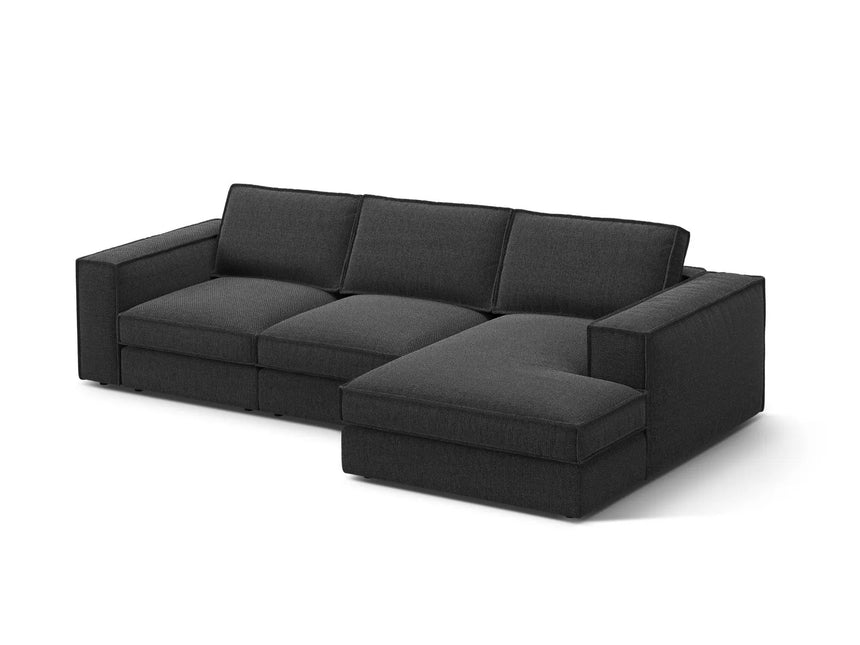 Pola 3-Sitzer Ecksofa, Rechte Seite, aus Strukturierter Stoff in Schwarz (BABEL BLACK), 284x158 cm von Micadoni – Bild 3