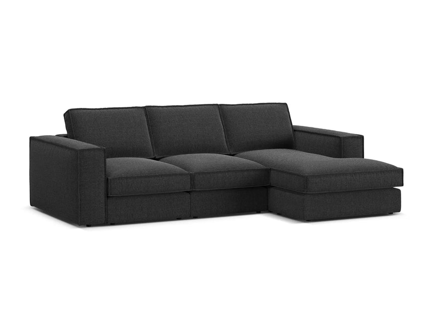 Pola 3-Sitzer Ecksofa, Rechte Seite, aus Strukturierter Stoff in Schwarz (BABEL BLACK), 284x158 cm von Micadoni – Bild 4
