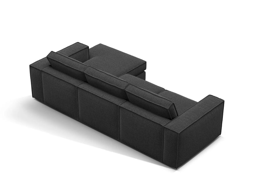 Pola 3-Sitzer Ecksofa, Rechte Seite, aus Strukturierter Stoff in Schwarz (BABEL BLACK), 284x158 cm von Micadoni – Bild 5