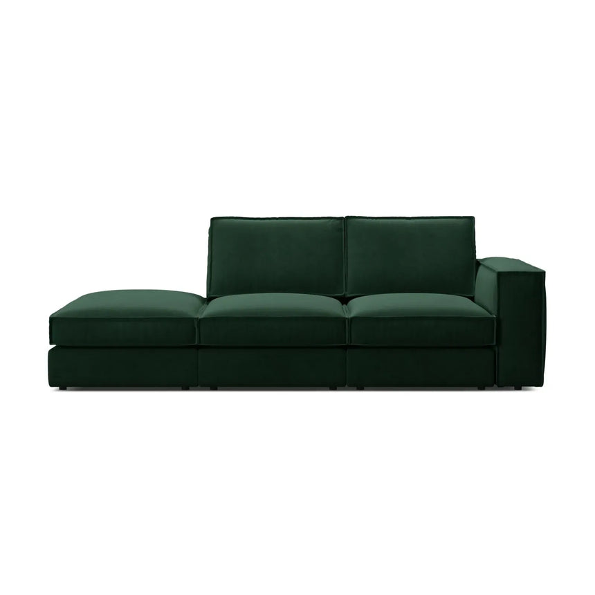Pola 3-Sitzer Sofa, Linke Seite offen, aus Samt oder Strukturstoff, 259x103 cm - ZEN ZONE Furniture