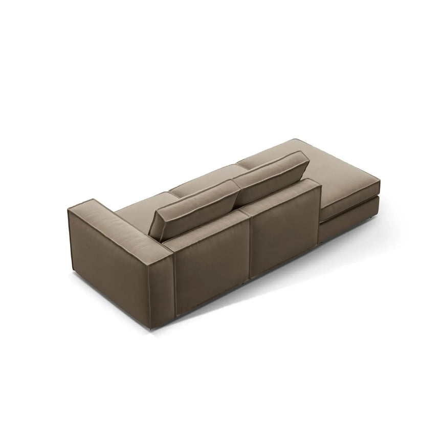 Pola 3-Sitzer Sofa, Linke Seite offen, aus Samt oder Strukturstoff, 259x103 cm - ZEN ZONE Furniture