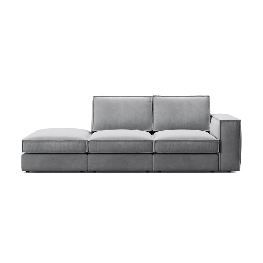 Pola 3-Sitzer Sofa, Linke Seite offen, aus Samt oder Strukturstoff, 259x103 cm - ZEN ZONE Furniture