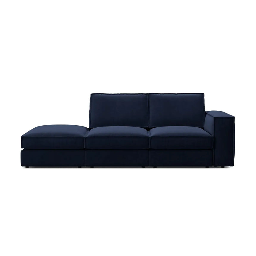 Pola 3-Sitzer Sofa, Linke Seite offen, aus Samt oder Strukturstoff, 259x103 cm - ZEN ZONE Furniture