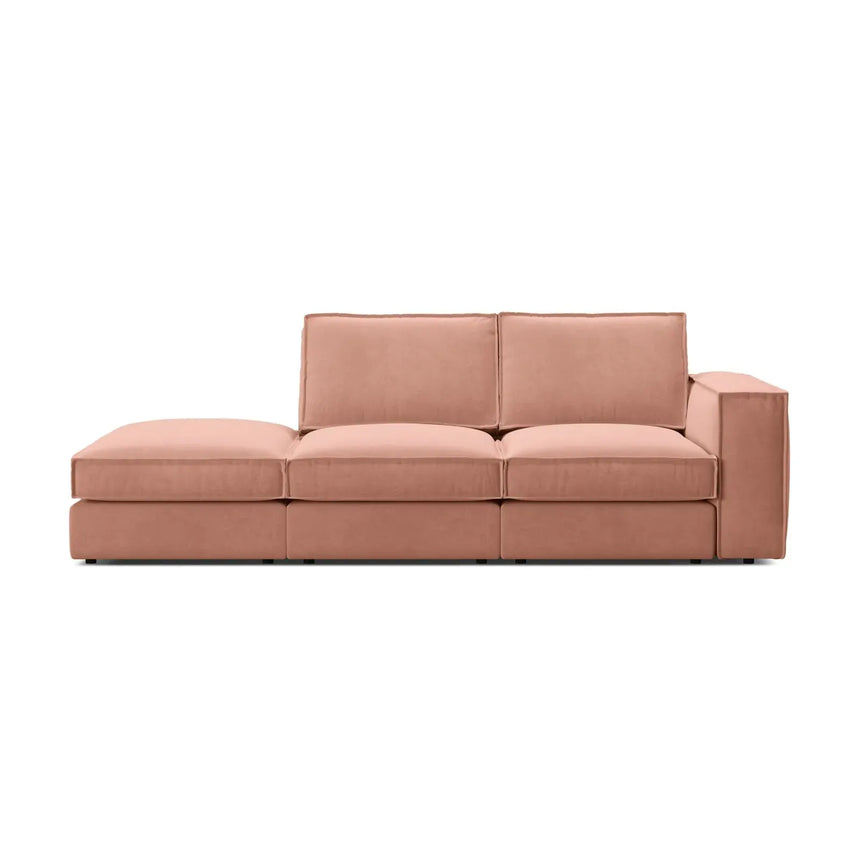Pola 3-Sitzer Sofa, Linke Seite offen, aus Samt oder Strukturstoff, 259x103 cm - ZEN ZONE Furniture