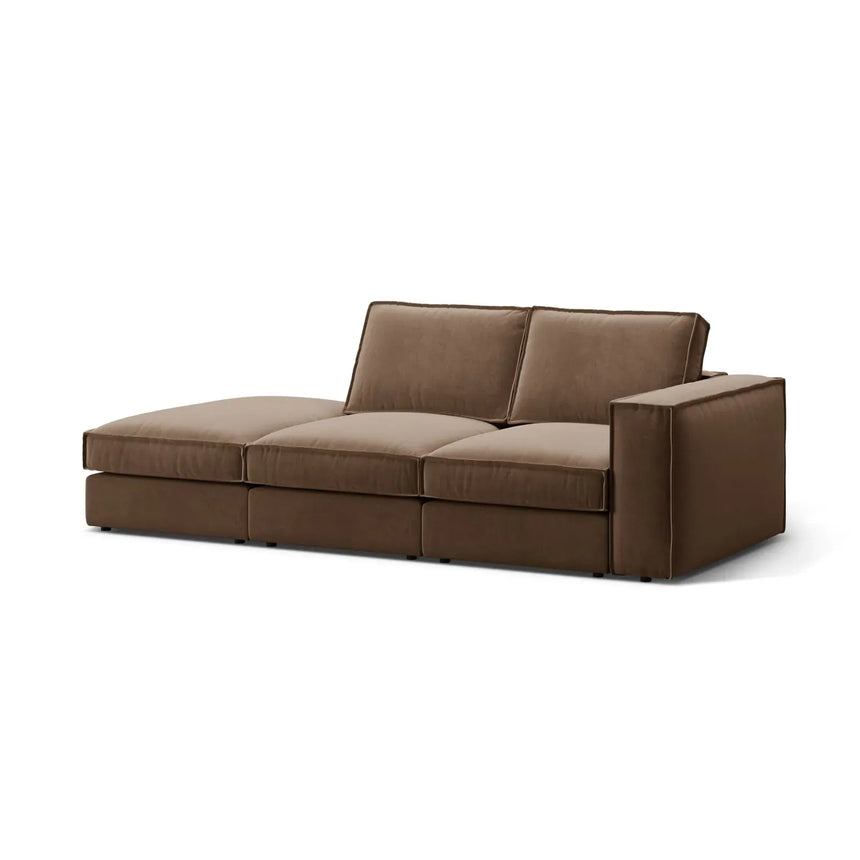 Pola 3-Sitzer Sofa, Linke Seite offen, aus Samt oder Strukturstoff, 259x103 cm - ZEN ZONE Furniture