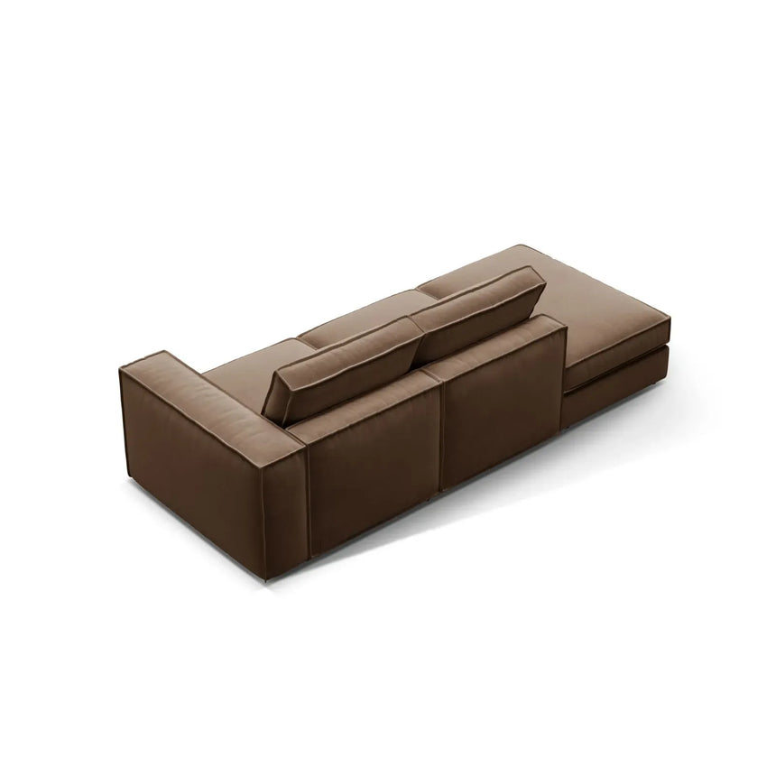 Pola 3-Sitzer Sofa, Linke Seite offen, aus Samt oder Strukturstoff, 259x103 cm - ZEN ZONE Furniture