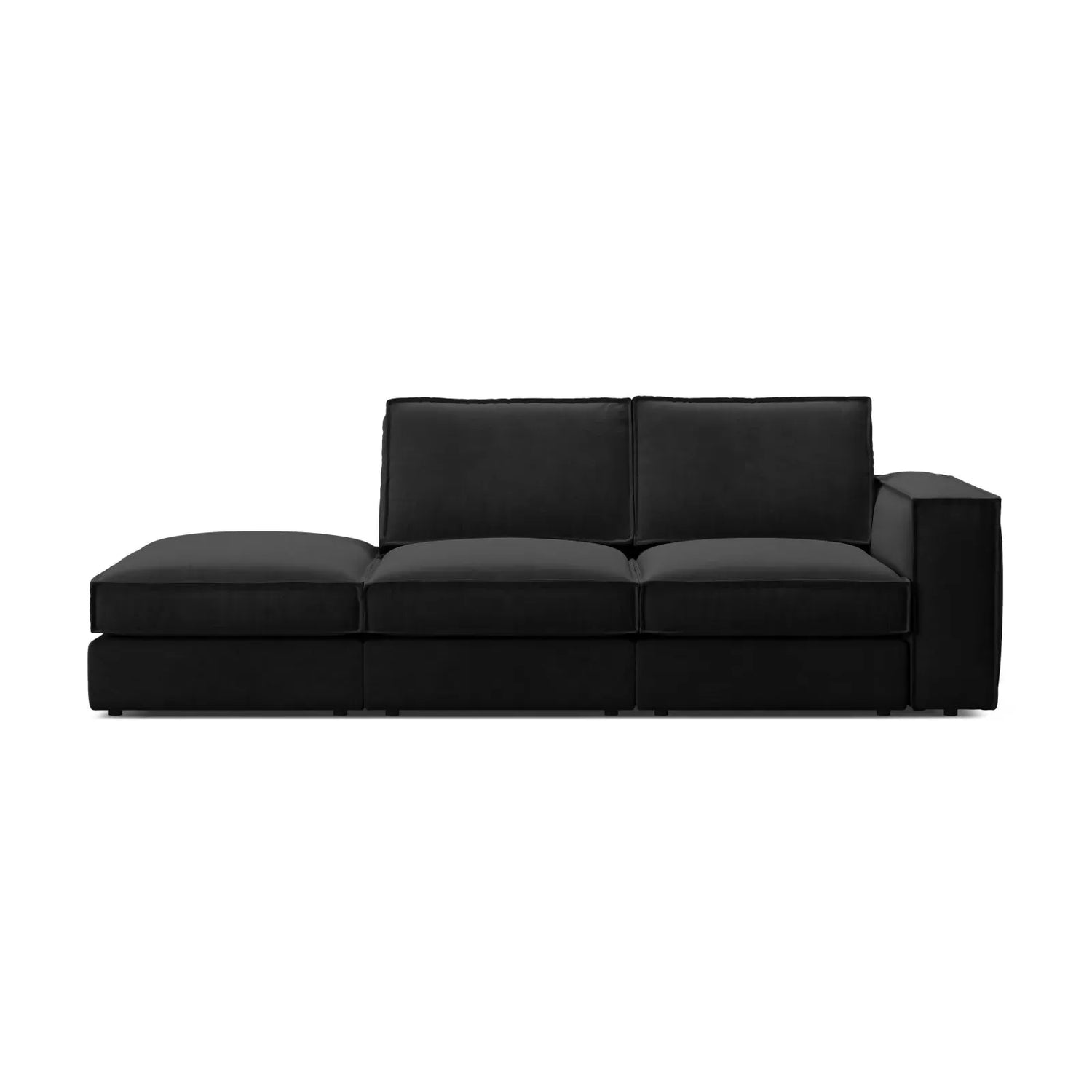 Pola 3-Sitzer Sofa, Linke Seite offen, aus Samt oder Strukturstoff, 259x103 cm - ZEN ZONE Furniture
