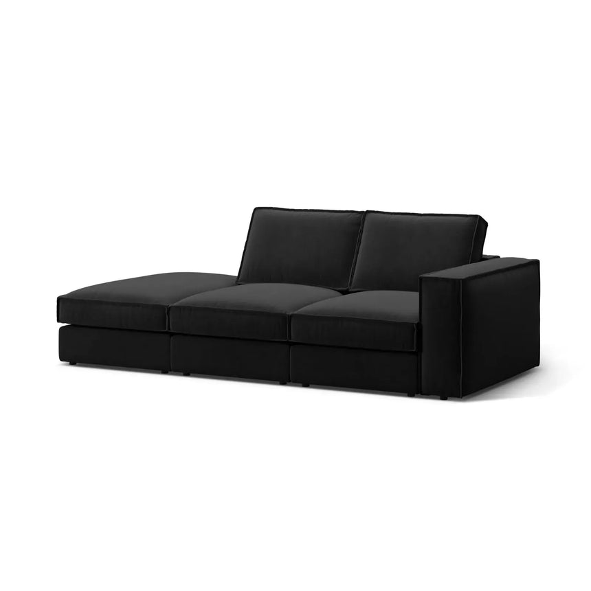 Pola 3-Sitzer Sofa, Linke Seite offen, aus Samt oder Strukturstoff, 259x103 cm - ZEN ZONE Furniture