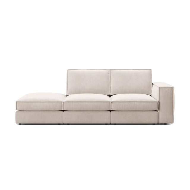 Pola 3-Sitzer Sofa, Linke Seite offen, aus Samt oder Strukturstoff, 259x103 cm - ZEN ZONE Furniture