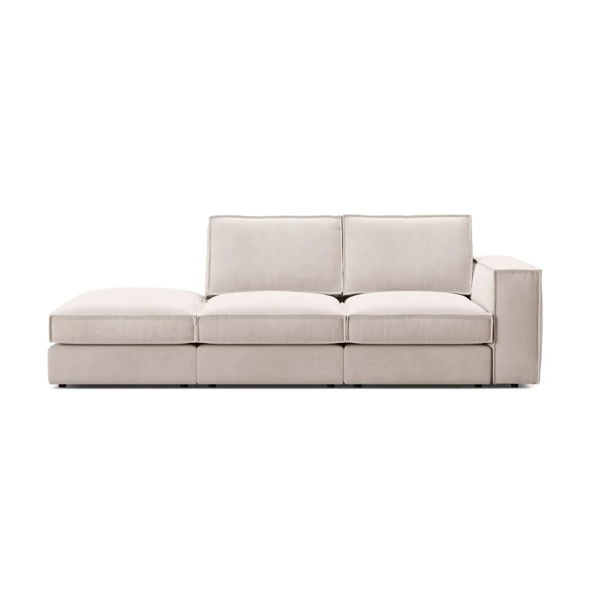 Pola 3-Sitzer Sofa, Linke Seite offen, aus Samt oder Strukturstoff, 259x103 cm - ZEN ZONE Furniture