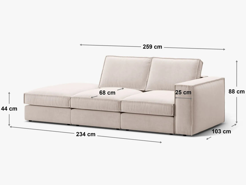 Pola 3-Sitzer Sofa, Linke Seite offen, aus Strukturierter Stoff in Beige (BABEL TOFFEE), 259x103 cm von Micadoni – Bild 2