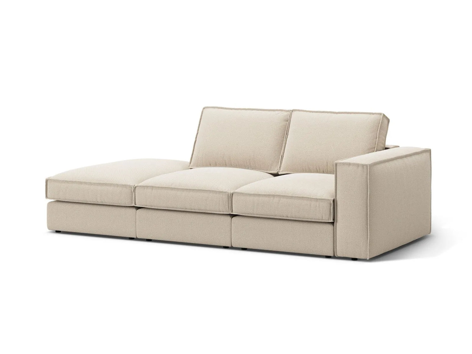 Pola 3-Sitzer Sofa, Linke Seite offen, aus Strukturierter Stoff in Beige (BABEL TOFFEE), 259x103 cm von Micadoni – Bild 3