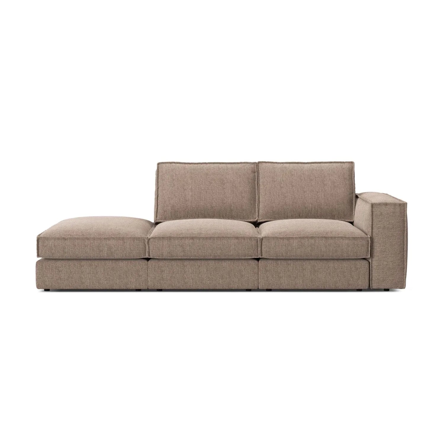 Pola 3-Sitzer Sofa, Linke Seite offen, aus Samt oder Strukturstoff, 259x103 cm - ZEN ZONE Furniture