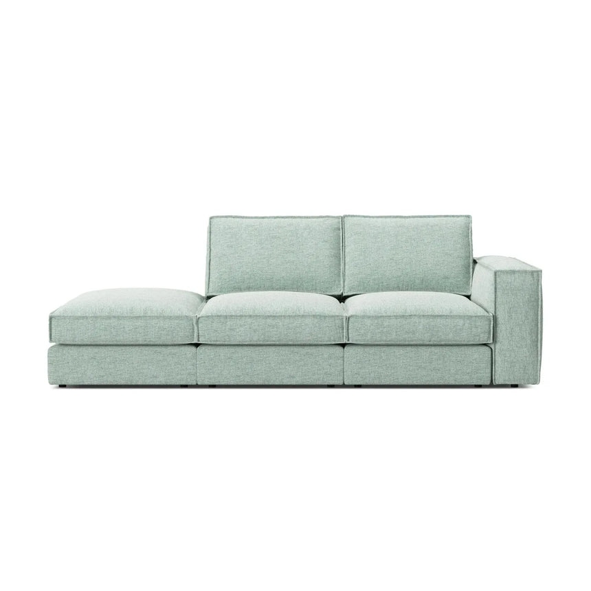 Pola 3-Sitzer Sofa, Linke Seite offen, aus Samt oder Strukturstoff, 259x103 cm - ZEN ZONE Furniture