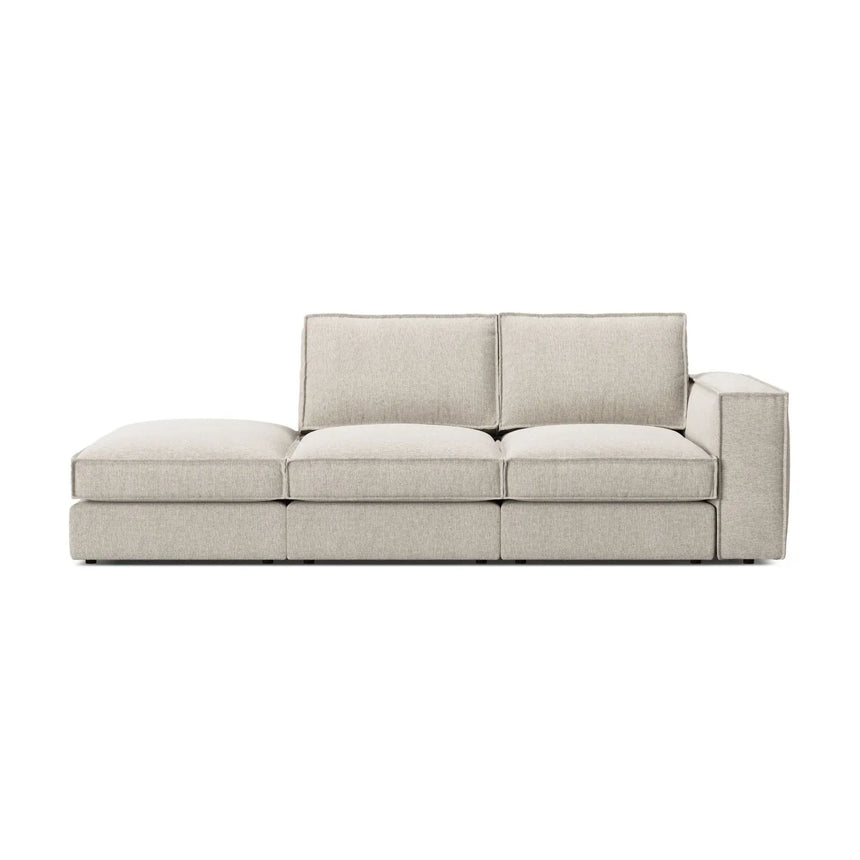 Pola 3-Sitzer Sofa, Linke Seite offen, aus Samt oder Strukturstoff, 259x103 cm - ZEN ZONE Furniture