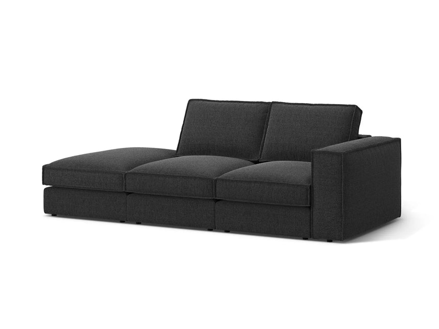 Pola 3-Sitzer Sofa, Linke Seite offen, aus Strukturierter Stoff in Schwarz (BABEL BLACK), 259x103 cm von Micadoni – Bild 3