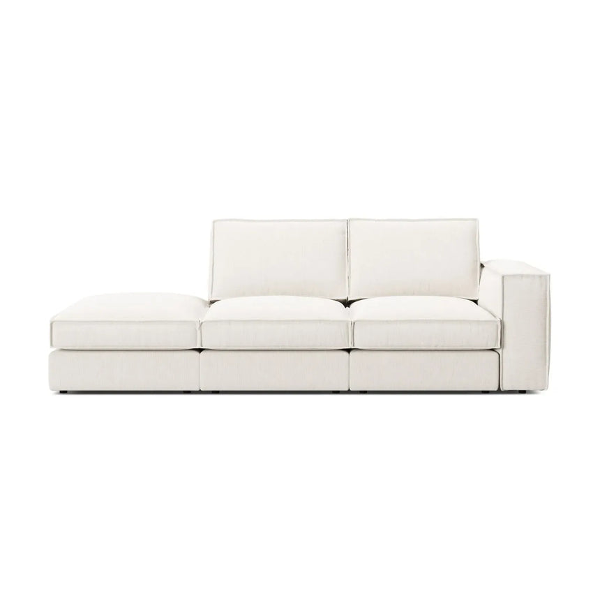 Pola 3-Sitzer Sofa, Linke Seite offen, aus Samt oder Strukturstoff, 259x103 cm - ZEN ZONE Furniture