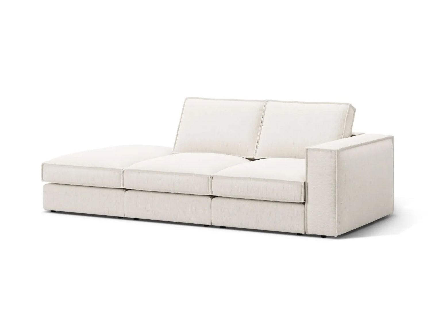 Pola 3-Sitzer Sofa, Linke Seite offen, aus Strukturierter Stoff in Weiß (BABEL WHITE), 259x103 cm von Micadoni – Bild 3