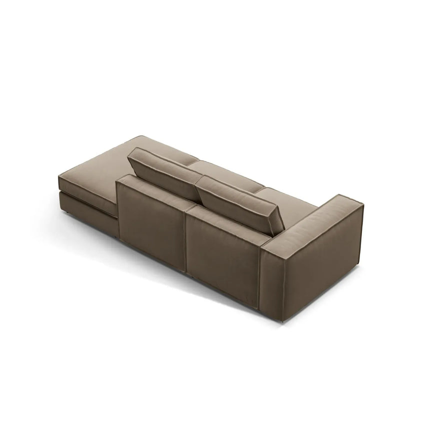 Pola 3-Sitzer Sofa, Rechte Seite offen, aus Samt oder Strukturstoff, 259x103 cm - ZEN ZONE Furniture