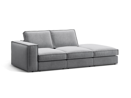 Pola 3-Sitzer Sofa, Rechte Seite offen, aus Samt in Grau (Salvador 17), 259x103 cm von Micadoni – Bild 3