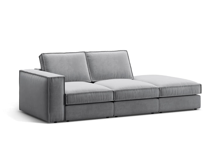 Pola 3-Sitzer Sofa, Rechte Seite offen, aus Samt in Grau (Salvador 17), 259x103 cm von Micadoni – Bild 3