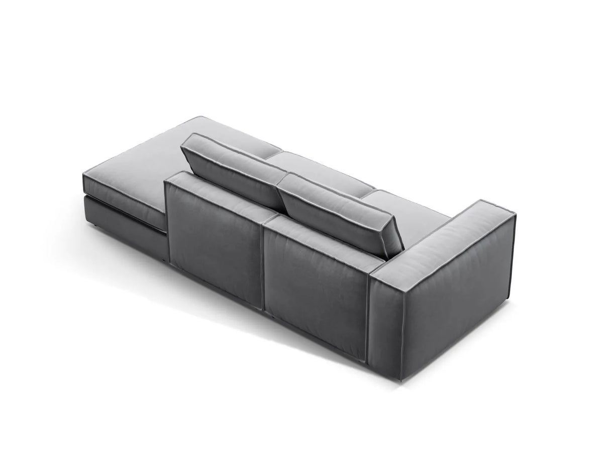 Pola 3-Sitzer Sofa, Rechte Seite offen, aus Samt in Grau (Salvador 17), 259x103 cm von Micadoni – Bild 4