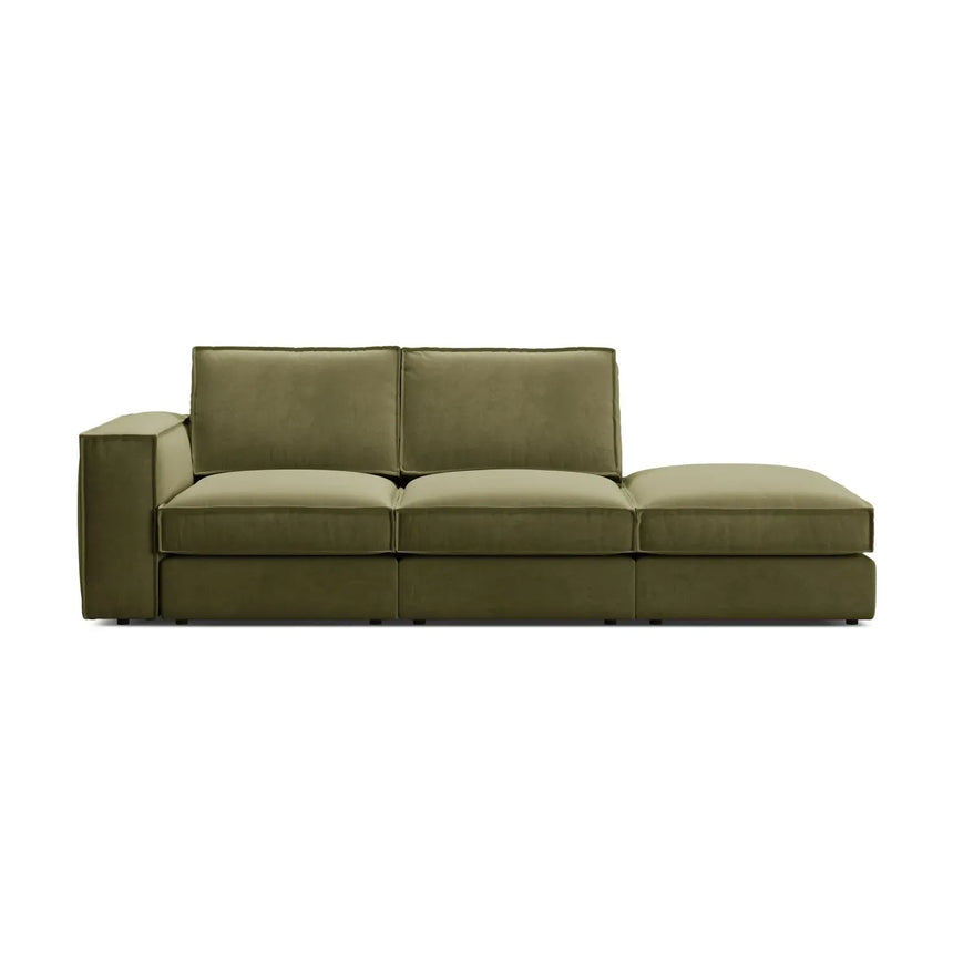 Pola 3-Sitzer Sofa, Rechte Seite offen, aus Samt oder Strukturstoff, 259x103 cm - ZEN ZONE Furniture