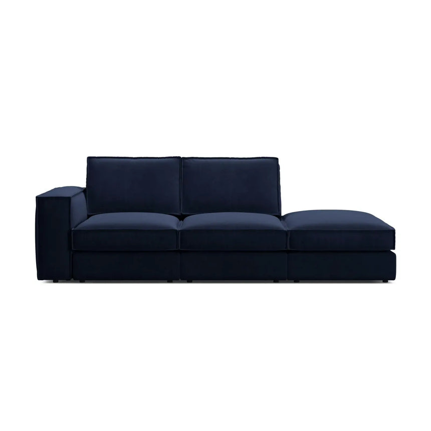 Pola 3-Sitzer Sofa, Rechte Seite offen, aus Samt oder Strukturstoff, 259x103 cm - ZEN ZONE Furniture