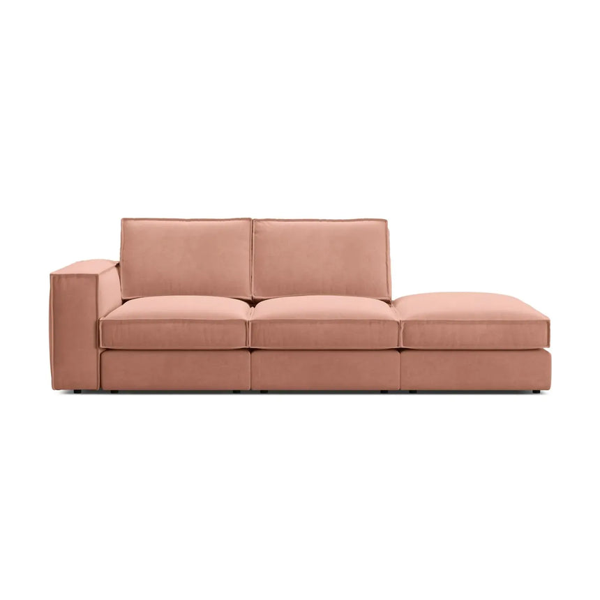 Pola 3-Sitzer Sofa, Rechte Seite offen, aus Samt oder Strukturstoff, 259x103 cm - ZEN ZONE Furniture
