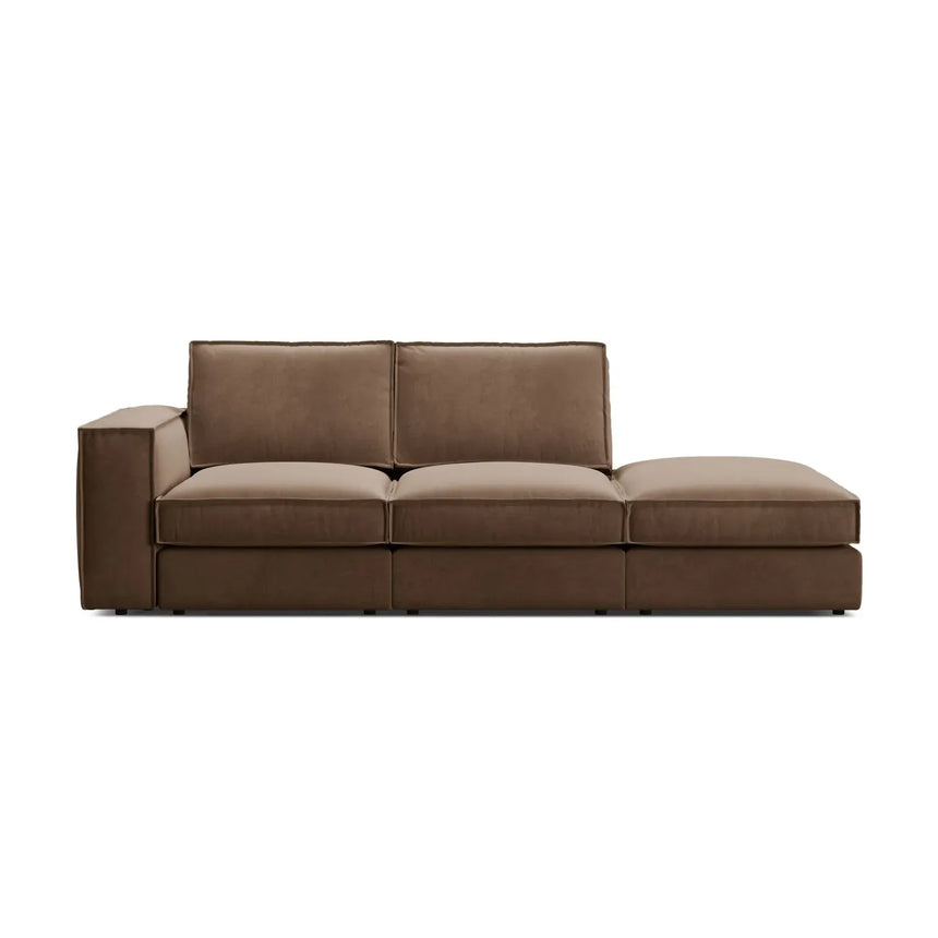 Pola 3-Sitzer Sofa, Rechte Seite offen, aus Samt oder Strukturstoff, 259x103 cm - ZEN ZONE Furniture