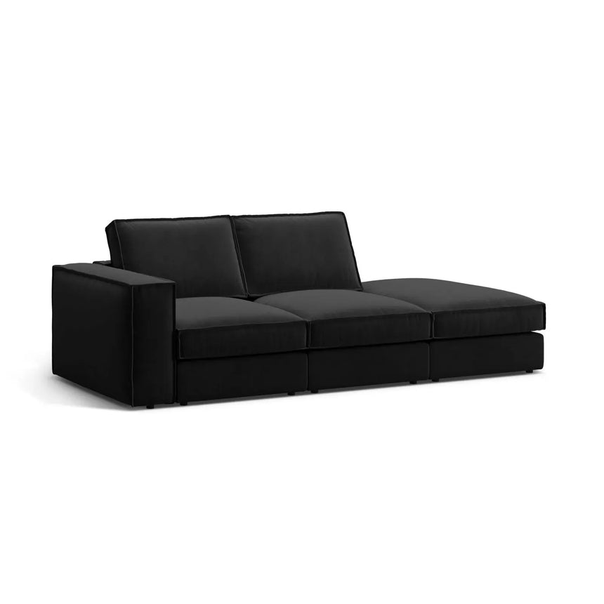 Pola 3-Sitzer Sofa, Rechte Seite offen, aus Samt oder Strukturstoff, 259x103 cm - ZEN ZONE Furniture