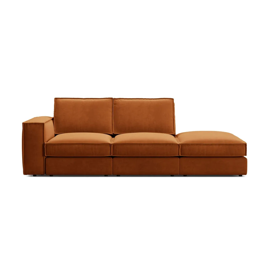 Pola 3-Sitzer Sofa, Rechte Seite offen, aus Samt oder Strukturstoff, 259x103 cm - ZEN ZONE Furniture